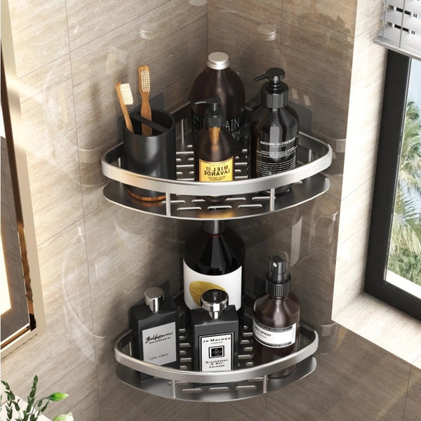 No-drill Bathroom Storage Shelves White Doll Villain Corner Shelf Towel  Shampoo Storage Rack Cosmetic Organizer Holder Shelves