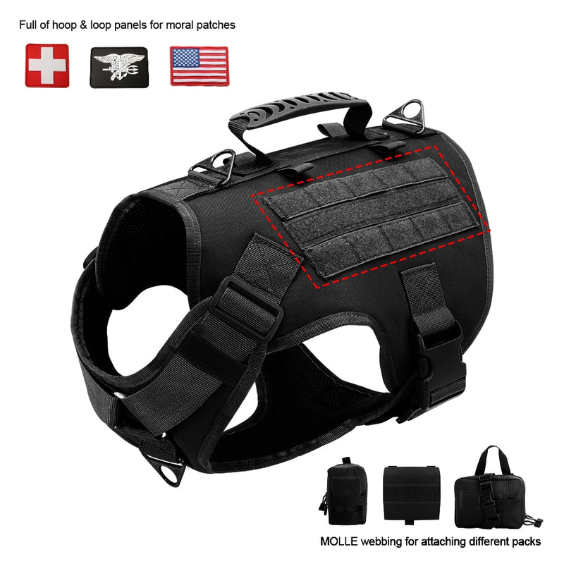 Nylon Tactical Dog Harness Collar